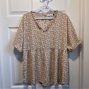 3/25$💥 Schwiing blouse flower tunic beige white top women size XL floral